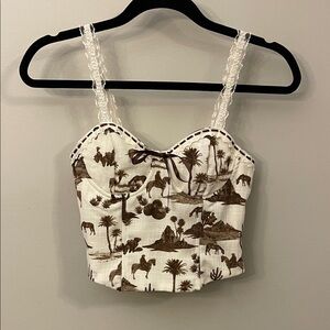 Western Print Corset Type Women's Top